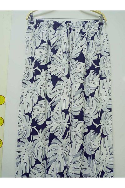 hoaryage Viscose Trousers with Cuffs, Elastic Waist, Patterned 100% Cotton, Oversize