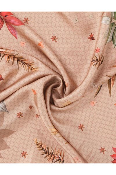 Kayra Μονόγραμμα μοτίβο Twill μεταξωτό κασκόλ εκρού