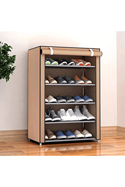 1st خزانة احذية قماش برفوف سهلة التجميع من 5 طبقات – بني