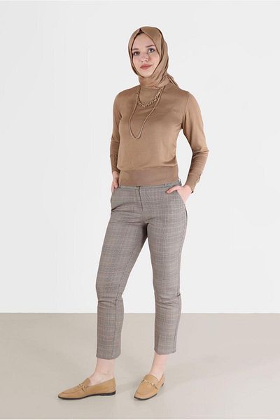 Alvina NARROW LEGS PLAIDED FABRIC PANTS 70310