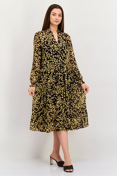 Tommy Jeans Women Allover Printed Midi Dress, Black Combo