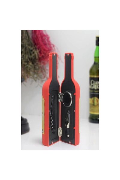Kuzgun Online Shop Red Small Size Bottle Corkscrew Set