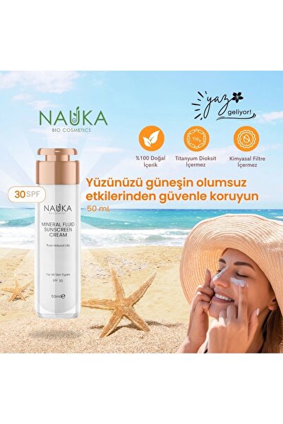 nauka MINERAL FLUID SUNSCREEN CREAM / MİNERAL FİLTRELİ DOĞAL GÜNEŞ KREMİ (REN...
