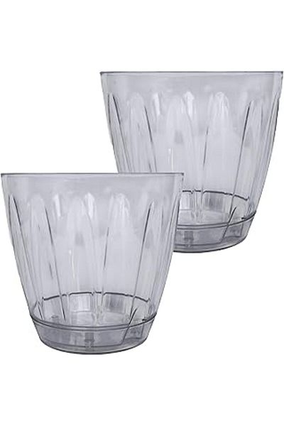 Mu Art Ahşap 2 Pcs Plastic Orchid Pot Set 1.5 Lt Transparent Flower Pot with Hidden Saucer 145 X 135 Mm