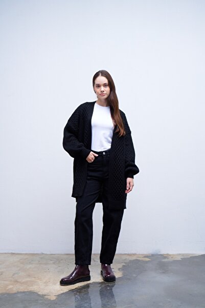 QANU Candy Triko Hırka Siyah