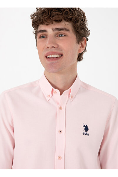 U.S. Polo Assn. Πόλο Ασν. (U.S. Polo Assn.) εφαρμοστό Πουκάμισο με γιακά Ροζ Ανδρικό Πουκάμισο NOVA