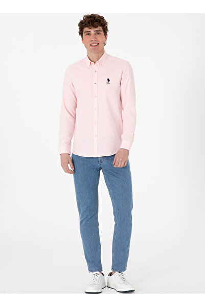 U.S. Polo Assn. Πόλο Ασν. (U.S. Polo Assn.) εφαρμοστό Πουκάμισο με γιακά Ροζ Ανδρικό Πουκάμισο NOVA