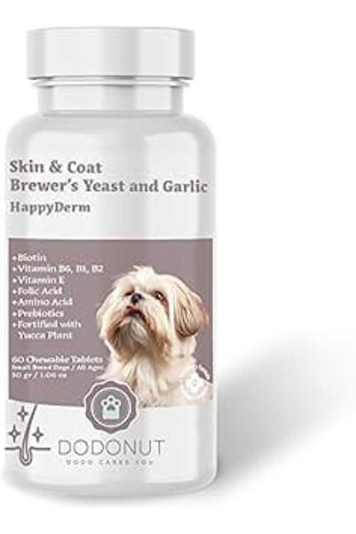 DODONUT Happyderm Köpek Deri Ve Tüy Sağlığı Besin Takviyesi, Küçük Irk, 60 Tablet