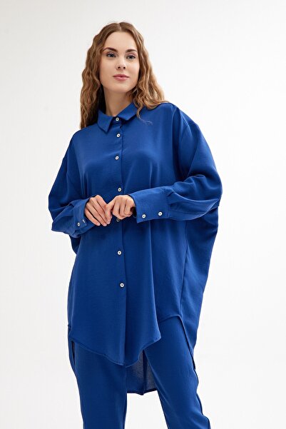 QANU Μπλε πουκάμισο Oversize