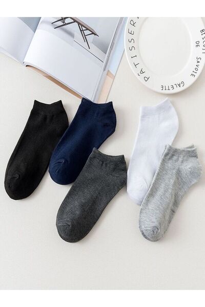 Sky Socks Комплект от 5 мъжки едноцветни ботуши, икономичен пакет, къси спортни маратонки и чорапи