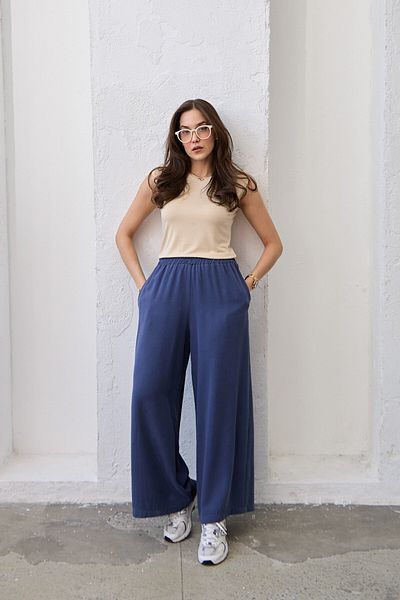 QANU Elastic Ten-Sel Trousers Navy Blue