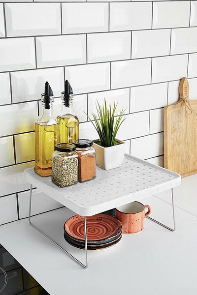 Mu Art Ahşap Metal Leg Plastic Body In-Cabinet Shelf Organizer Large Size (28*30*15 cm)