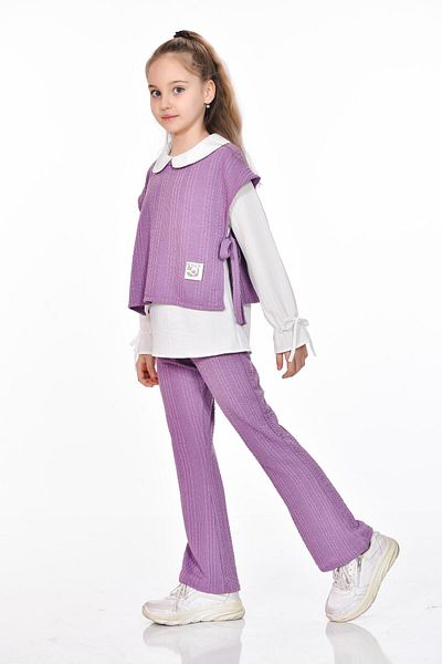 Kamex Knitted Patterned Girl's Suit – Classic and Elegant Combination