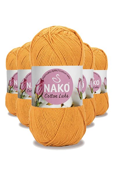 NAKO 5 Pieces Cotton Luxury Vest Tunic Sweater Blouse Cardigan Floss Wool Dark Yellow 97553