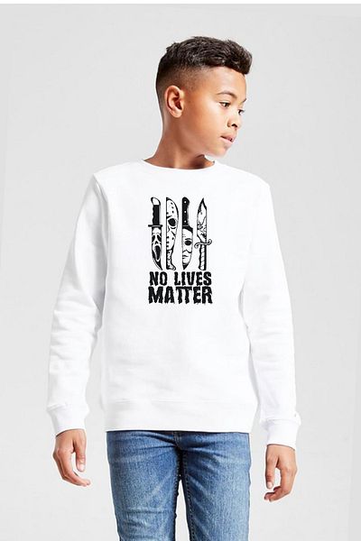 Tshirthane Φούτερ Horror Knifes No Live Matter White Παιδικό 2ip
