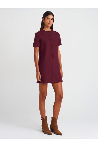 Dilvin 90810 Claret Red Soft Mini Dress