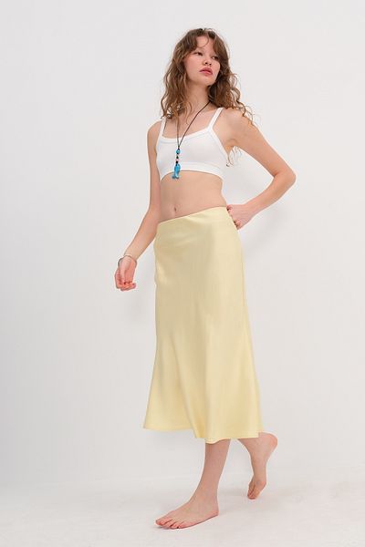 Addax Satin Midi Skirt E16025-T3