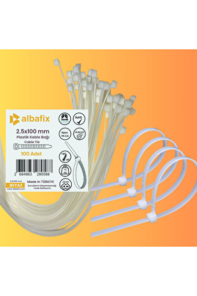 GenelTedarik 2.5x100 mm Şeffaf Beyaz Plastik Kablo Bağı Klipsi Cırt Kelepçe 100 Adet