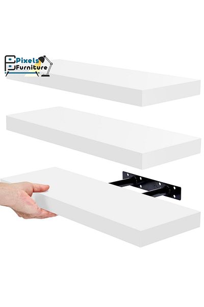 PixelsFurniture Set of 3 Pixel Furniture Floating Wall Shelves, Invisible Bracket Shelves, 60cm