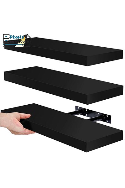 PixelsFurniture Set of 3 Pixel Furniture Floating Wall Shelves, Invisible Bracket Shelves, 60cm