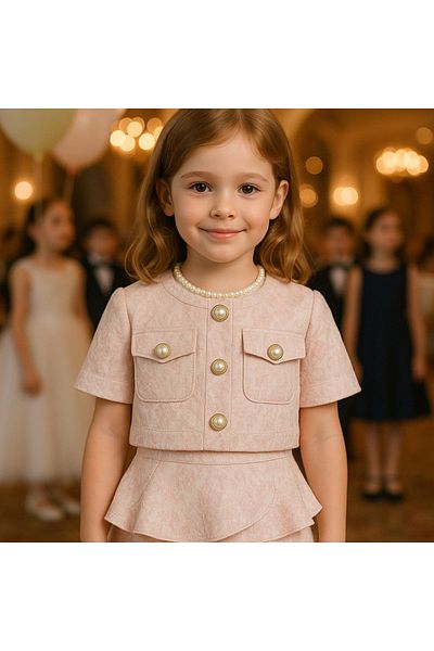 Hilal Akıncı Kids Girl's Short Sleeve Pocket Suit