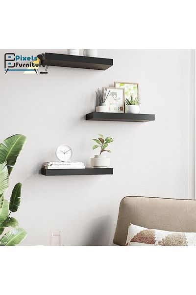 PixelsFurniture Set of 3 Pixel Furniture Floating Wall Shelves, Invisible Bracket Shelves, 60cm
