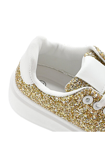 Tmall Teniși damă cu talpă înaltă, din piele ecologică, sclipici, D1318, auriu deschis