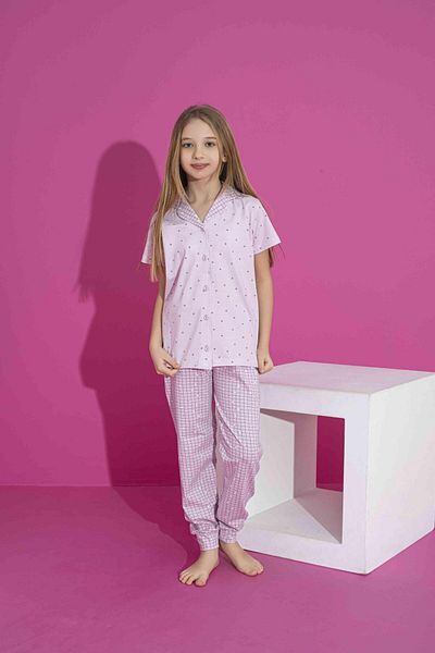 RAPAPA Girl's Summer Lycra (You Can Combine Mom and Daughter) Combed Cotton Buttoned Pajama Set 3031