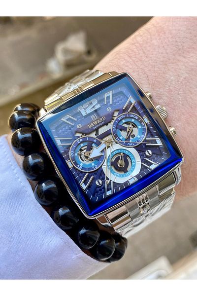 Reward Square Waterproof Steel Men Wrist Watch Bangle Gift