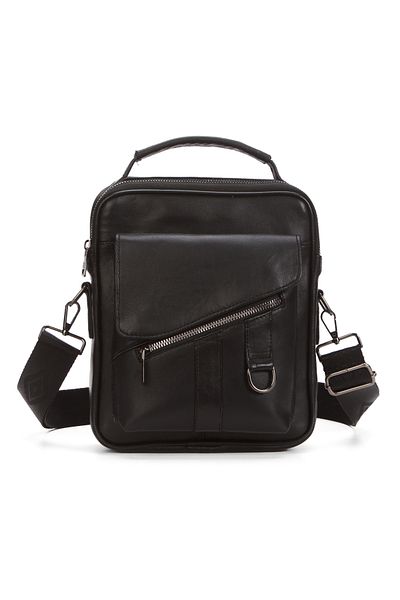 Newish Men's Black Genuine Leather Cross Shoulder Bag