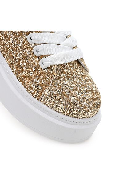 Tmall Women's High Top Sports Shoes, Made of Eco-Leather, Glitter, D1318, Gold
