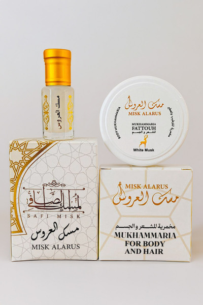 MUSK AL TAHARA ألاروس مسك 6 مل + جل مسك أبيض مهمر مرطب ومعطر 50 جرام