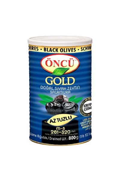 Öncü Öncü Black Olives Gold M-S Low Salt 800g – Premium Turkish Black Olives