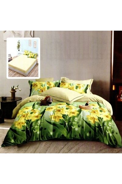Pucioasa Lenjerie de pat din finet cu elastic, cearceaf pilota 200x220cm, 6 piese, Narcise