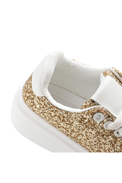 Tmall Pantofi sport damă, cu talpă înaltă, din piele ecologică, cu sclipici, D1318, aurii