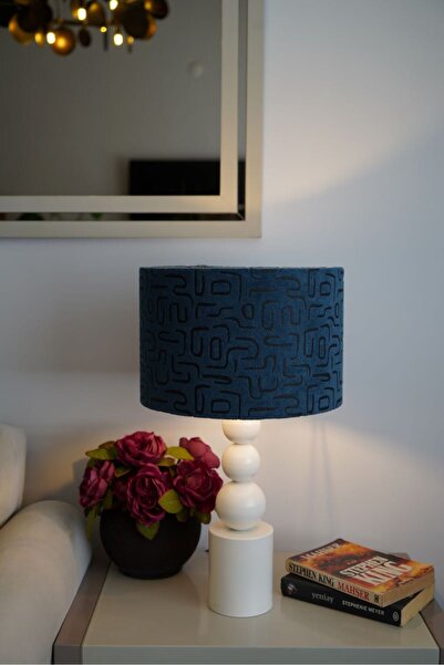 retro home design Özel Krem Ayaklı Kadife Kumaş Silindir Labirent Desenli Dek...