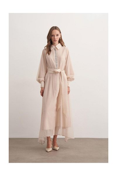 FUSHYA Stoned Buttoned Evening Dress