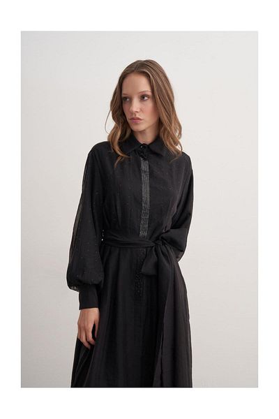 FUSHYA Rochie de seara cu nasturi cu strasuri