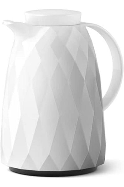 emsa 600404 Diamond Vacuum Jug with Screw Lid, 1.0L, White – Elegant Thermal Carafe