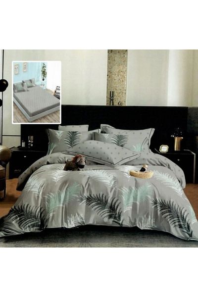 Pucioasa Finet bed linen with elastic, duvet cover 200x220cm, 6 pieces, Fern Leaves
