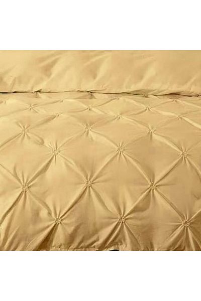 Pucioasa Lenjerie pat dublu finet cu pliuri, 6 piese, cearceaf pilota 200x220cm, Galben