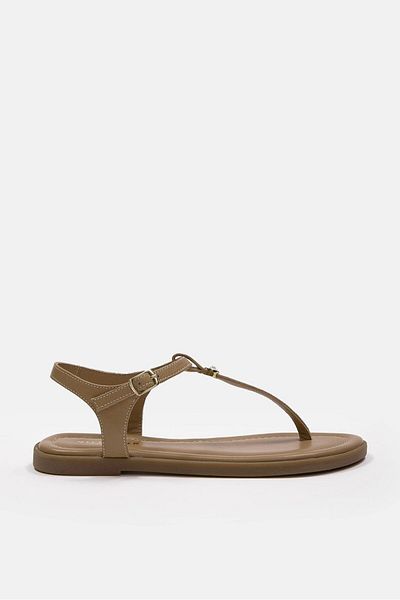 NILUFARR Enci Nude Genuine Leather Flip Flops Women's Sandals