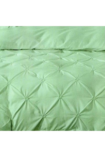 Pucioasa Lenjerie pat dublu finet cu pliuri, 6 piese, cearceaf pilota 200 x 220 cm, Verde Menta