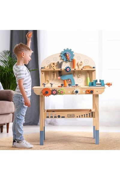Generic Kids Tools, Wooden Play Workbench With Tool Set, Wooden Construction Toy For Kids