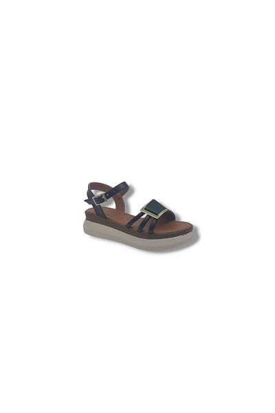 Zerhan 603 Black Buckle Wedge Sandals