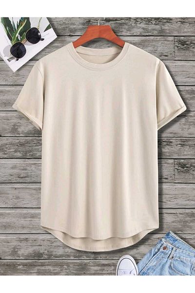 FAVORİST Plain Unprinted Oval Skirt Cotton Summer Unisex Tshirt