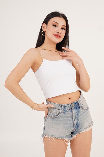 Hipo Trend White Basic Crop with Rubber Strap