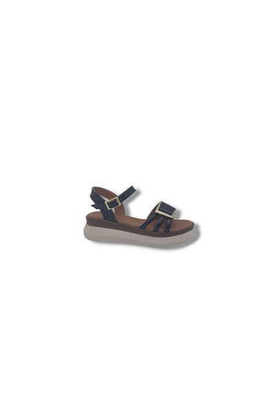 Zerhan 603 Black Buckle Wedge Sandals