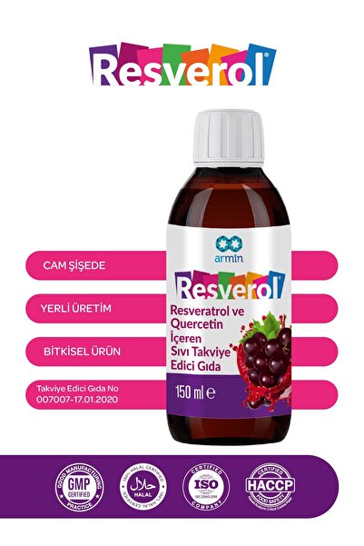 Resverol Resveratrol, Quercetin Ve C Vitamini Içeren Sıvı Takviye Edici Gıda 150 ml