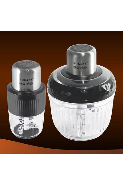 SOKANY 2 in 1 electric chopper, Sokany SK-YM-7032, 4 stainless steel blades, 800 W motor, Glass container